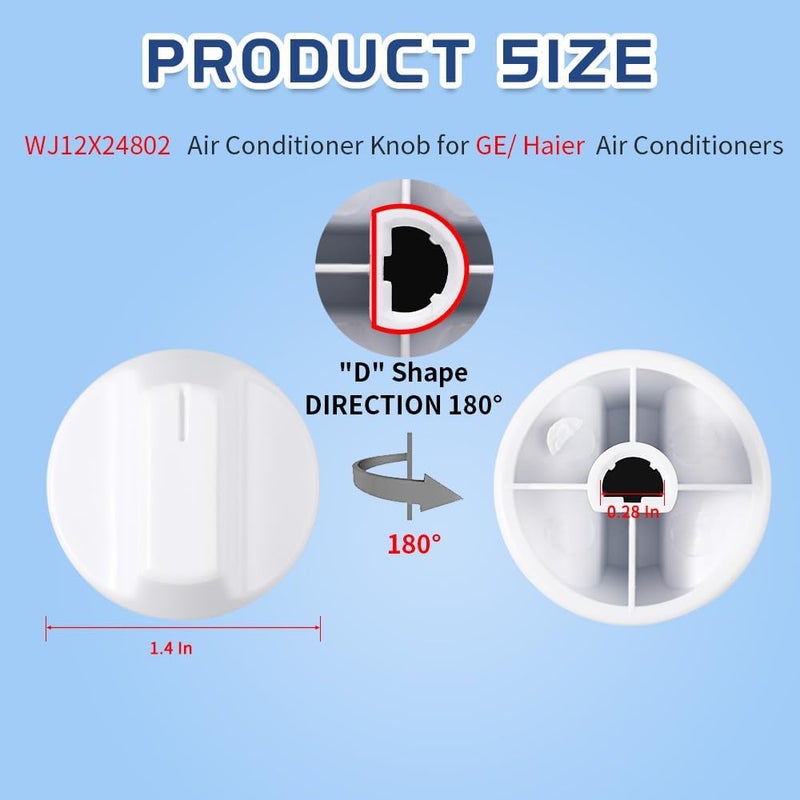 KOZHOM [Upgraded] WJ12X24802 Air Conditioner Knob fit for GE/Haier Room Air Conditioner, Replace AP6891192, PS12726857, EAP12726857 (4 Pack) - Image 4