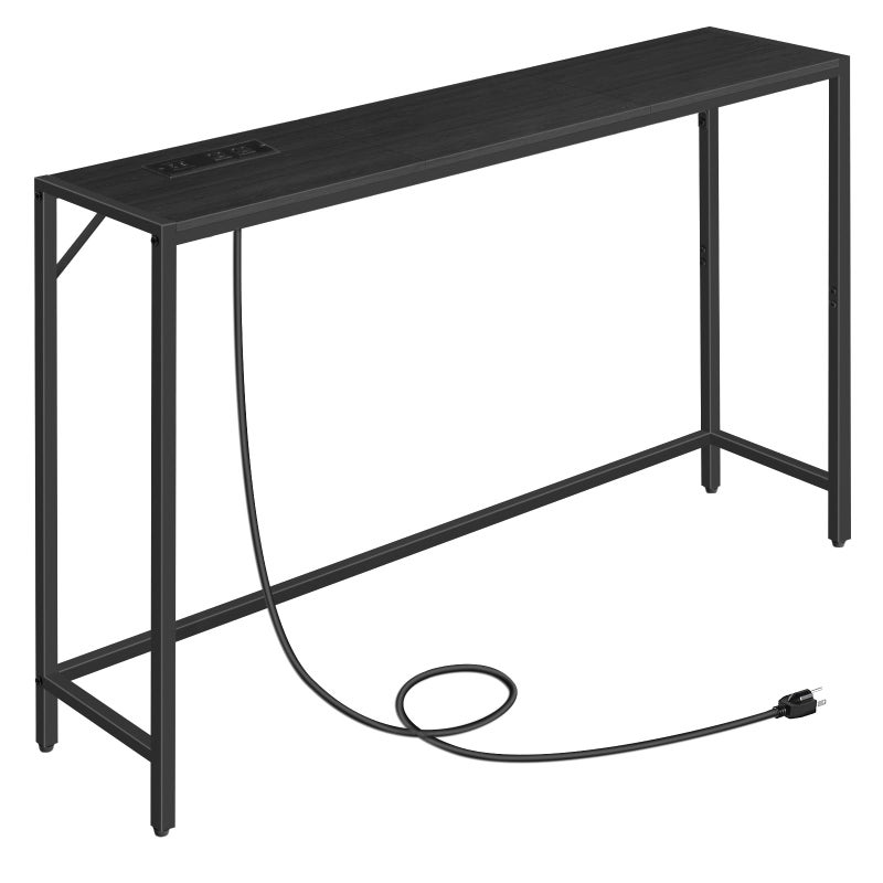 MAHANCRIS Console Table, Narrow Sofa Table, 43.3â€ Entrance Table with Power Station, Behind Couch Table, Simple Style, for Living Room, Hallway, Entryway, Foyer, Black CTHB112E01 - Image 1