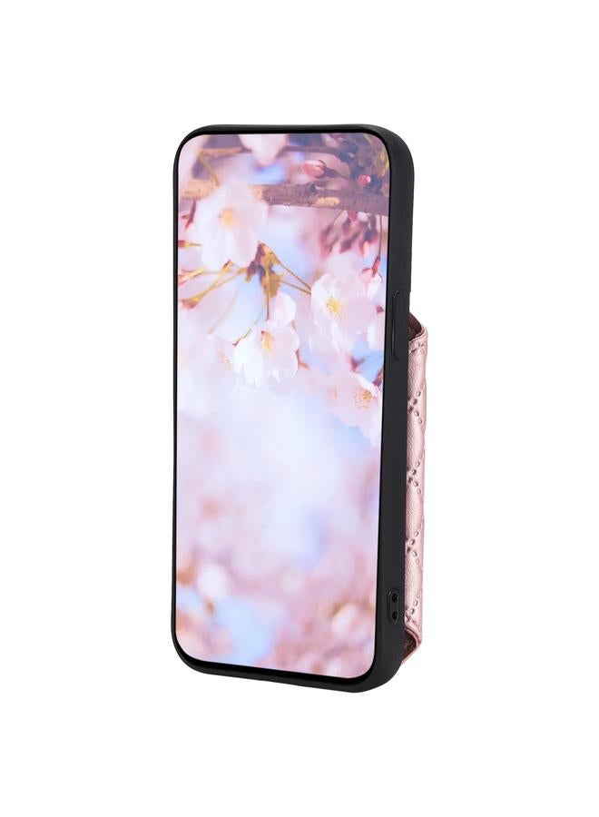 S-TOP Case For iPhone 15 Plus Grid Texture Card Bag Phone Case with Lanyard - Image 3
