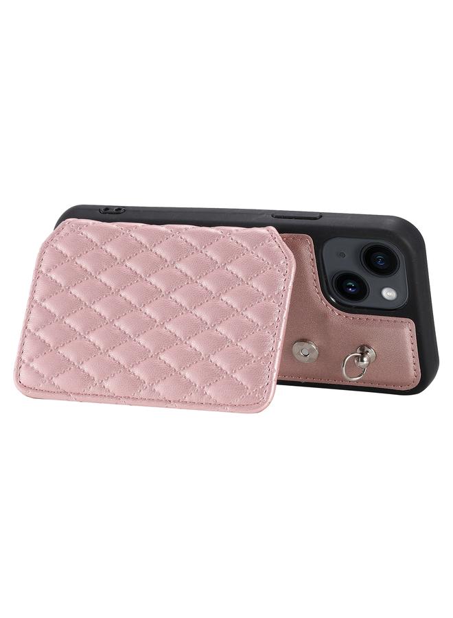 S-TOP Case For iPhone 15 Plus Grid Texture Card Bag Phone Case with Lanyard - Image 5