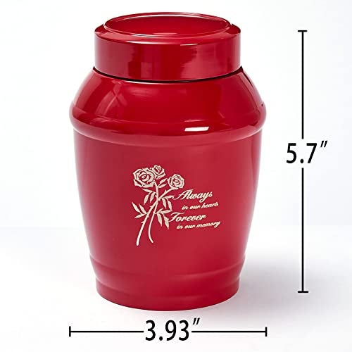 LINES ARTE Medium Urn for Ashes Adult Women, 5.7 Inches Medium Size Cremation Roses Red Urns for Human Ashes Adult Female Mom Girl Grandma - Image 2