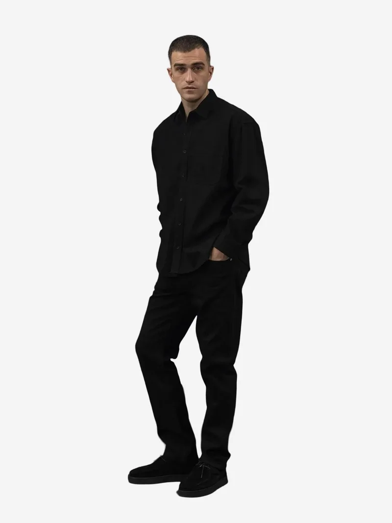 Giesto Black GIESTO Regular Fit Denim Shirt with Pocket for Men | Best Price UAE