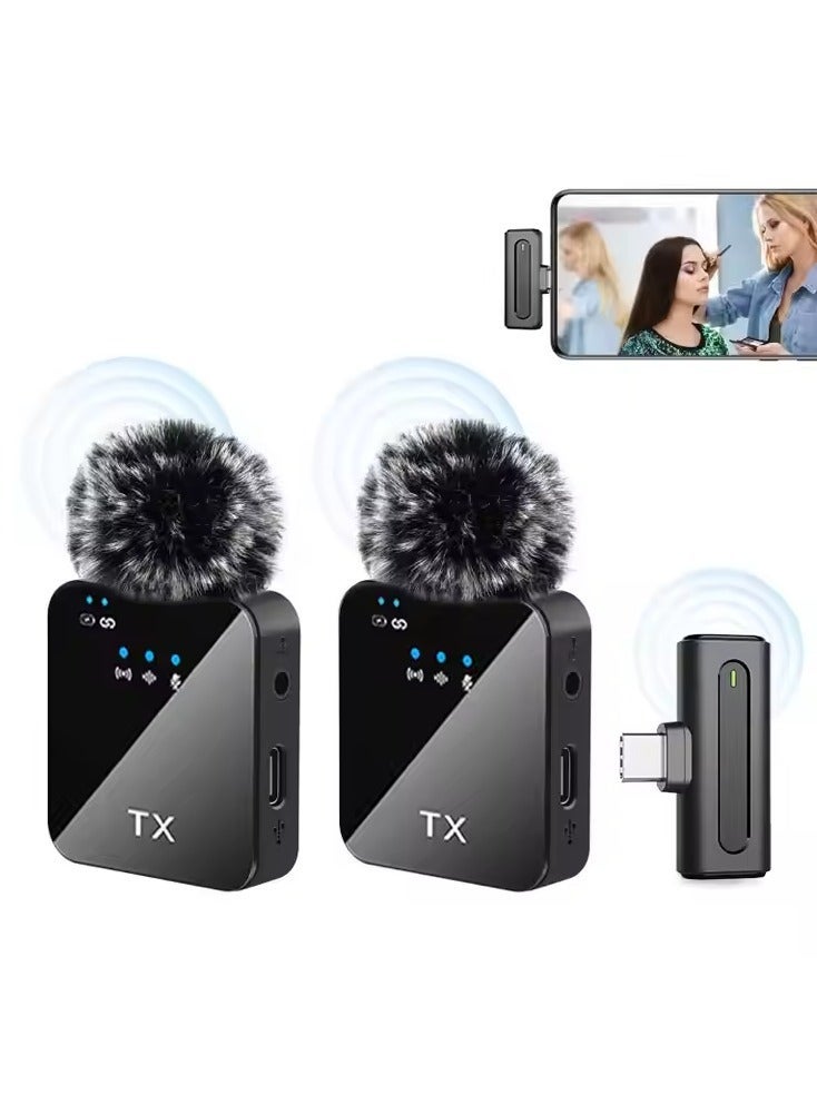 TIGER Portable Dual Mini F11-2 Wireless Lavalier Mic 3 in 1 USB C MIC Noise Canceling Tiny Lavalier Microphone for Video Recording YOUTB - Image 1