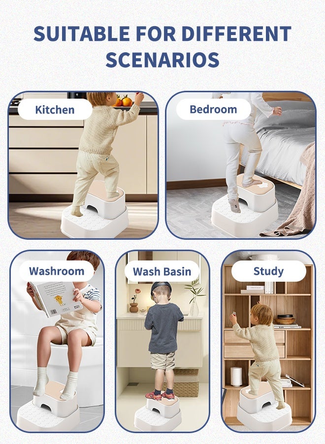 Vividorad Toddler Step Stool, 2 Step Stool with Anti-Slip Surface & Base,Toddler Step Stool for Bathroom Sink,2 Step Stool for Kids Toilet Potty Training,Kids Step Stool for Toddlers Potty Training, Kitchen, Living Room, Bedroom, Toy Room - Image 5