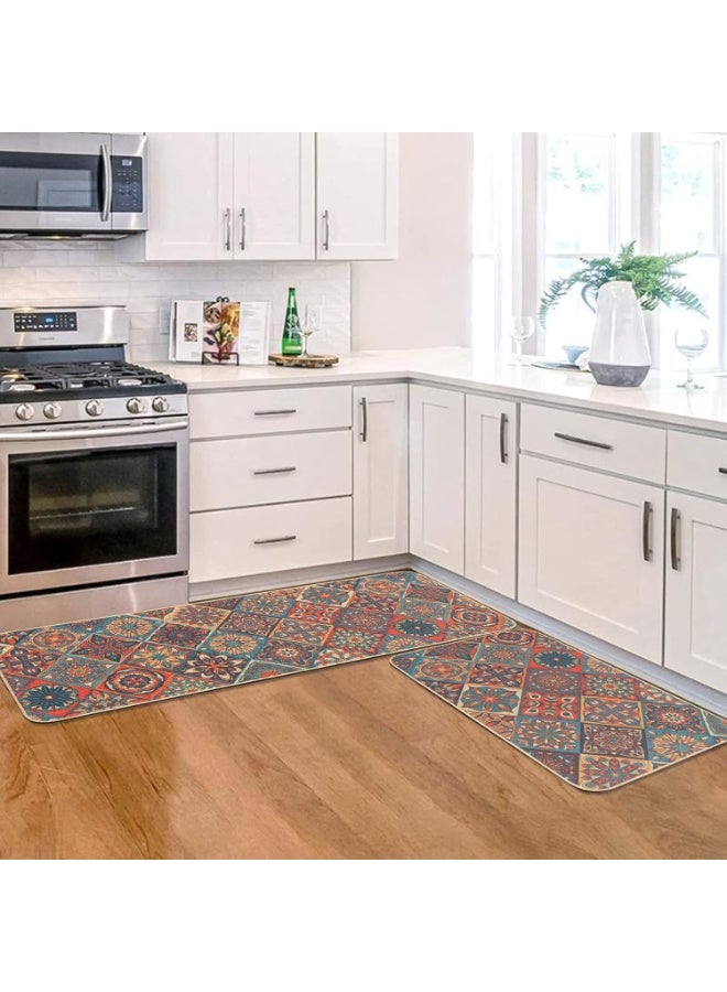 سجاد مطبخ وحصائر غير زلقة مجموعات قابلة للغسل مع دعم مطاطي حصيرة مطبخ مجموعة من 2 مزرعة منخفضة المزرعة الطابق حصيرة للمنزل الجبهة الباب عطلة ديكور (115× 38+ 56× 38سم) - Image 3