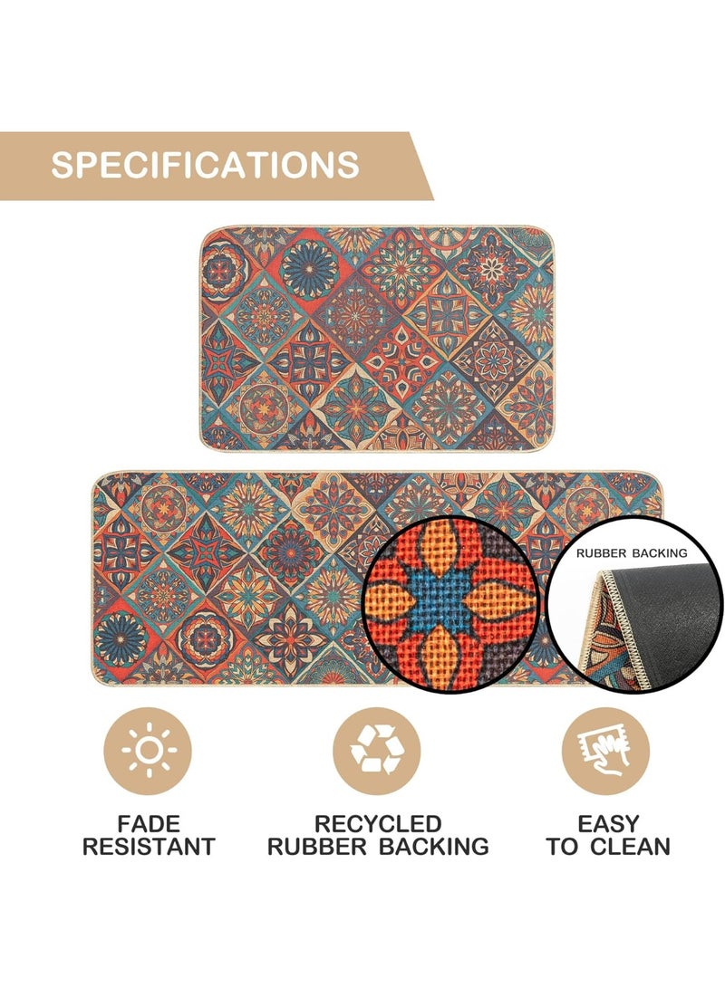 سجاد مطبخ وحصائر غير زلقة مجموعات قابلة للغسل مع دعم مطاطي حصيرة مطبخ مجموعة من 2 مزرعة منخفضة المزرعة الطابق حصيرة للمنزل الجبهة الباب عطلة ديكور (115× 38+ 56× 38سم) - Image 5