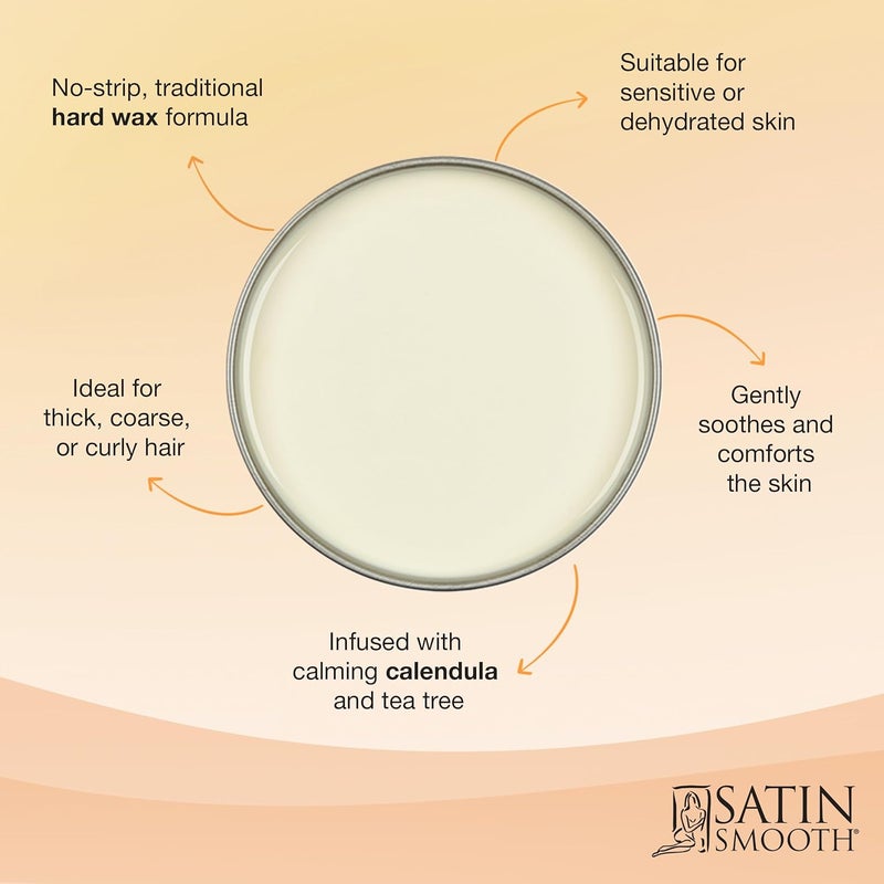 Satin Smooth Calendula Gold Hard Wax with Tea Tree Oil - Painless Hair Removal Wax for Sensitive Skin, Ideal for Face & Bikini Areas, 14oz - Image 4