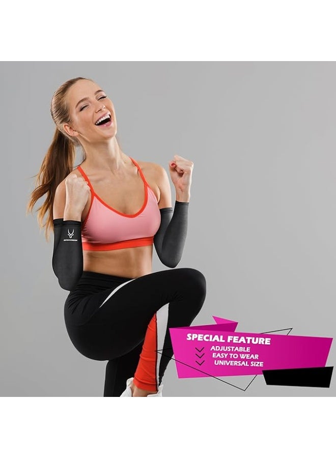 SPRINGBOK Elbow Arm Sleeves – UV Protection, Dri-Fit, Sweat-Wicking Compression Hand & Arm Covers for Sports, Gym, Running, Men & Women (Black, 2 Pieces) - Image 5