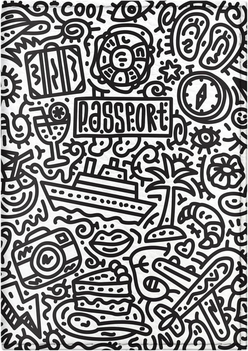 Quttie Passport Cover for Kids, Women and Men, Cute Travel Passport Holder (Doodle Pattern) - Image 1