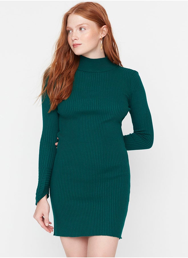 trendyol - Emerald Green Emerald Green Fitting Mini Knitwear Basic Dress TWOAW23EL01415 - Image 1