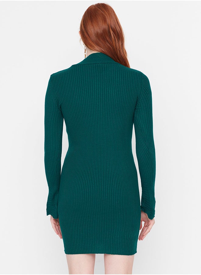 trendyol - Emerald Green Emerald Green Fitting Mini Knitwear Basic Dress TWOAW23EL01415 - Image 1