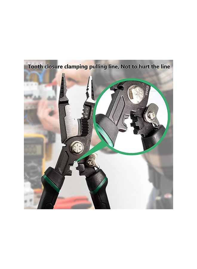promass 9-in-1 Wire Stripper Tool, Cable Cutters, , Multifunctional Needle Nose Pliers for Electric Cable Stripping Cutting and Crimping, Plier Style Nose, ProTouch Grip for Maximum Comfort - Image 3