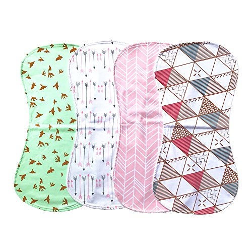 Arnzion Baby Burp Cloths Baby Burp Set Curved Absorbent and Soft Valuable 4 Pack - Image 2