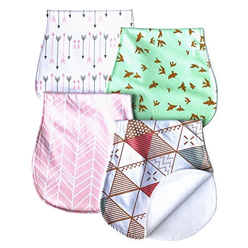 Arnzion Baby Burp Cloths Baby Burp Set Curved Absorbent and Soft Valuable 4 Pack - Image 1