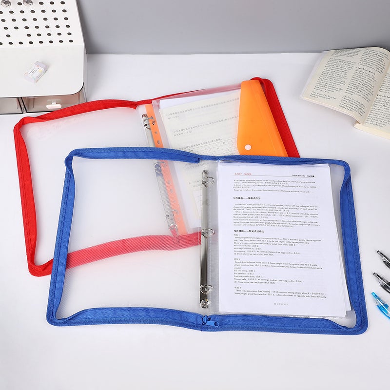 College Student Transparent Hole Clip File Bag Handbag Large Capacity A4 Folder Test Paper Storage Book Textbook Storage Bag - Image 4