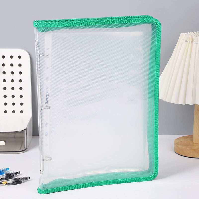College Student Transparent Hole Clip File Bag Handbag Large Capacity A4 Folder Test Paper Storage Book Textbook Storage Bag - Image 1