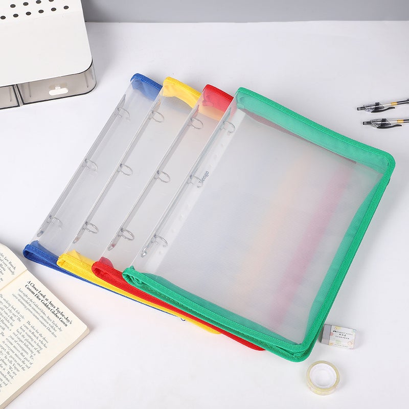 College Student Transparent Hole Clip File Bag Handbag Large Capacity A4 Folder Test Paper Storage Book Textbook Storage Bag - Image 3
