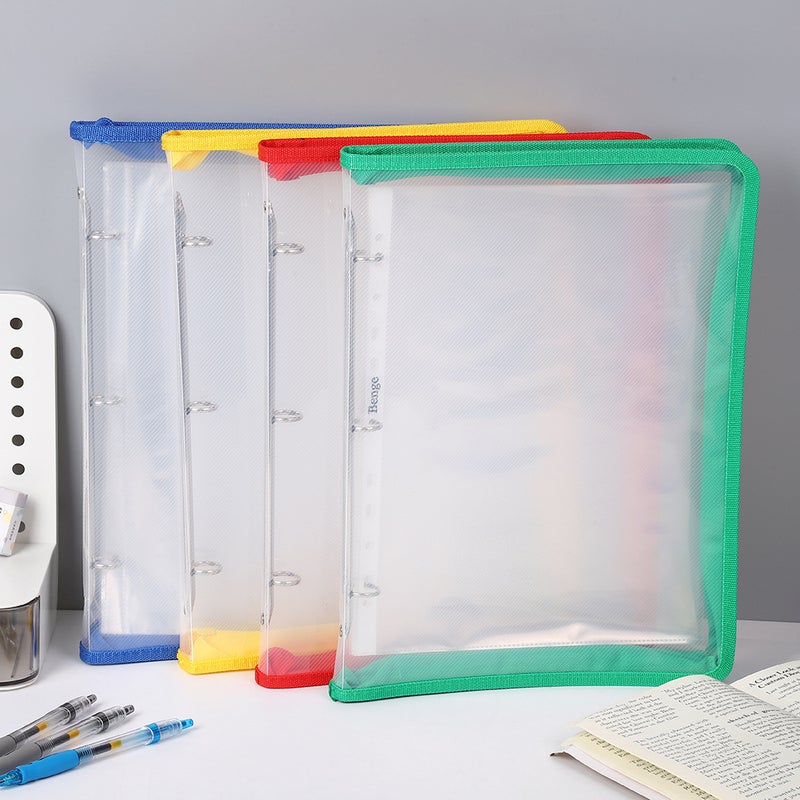 College Student Transparent Hole Clip File Bag Handbag Large Capacity A4 Folder Test Paper Storage Book Textbook Storage Bag - Image 2