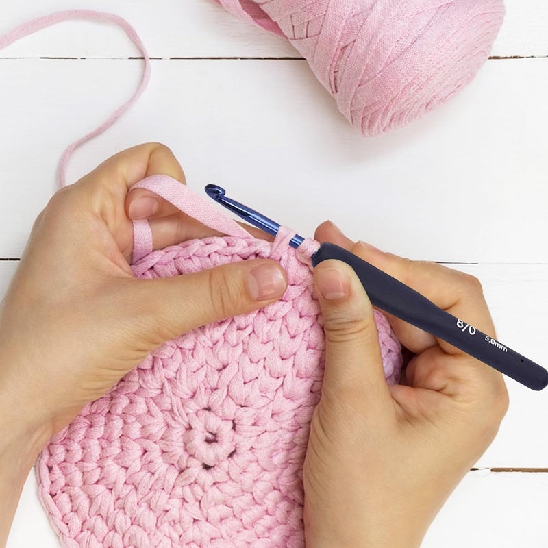 Dodhar 9 Pcs Ergonomic Crochet Hook Set, Dark Blue Aluminium Crochet Hooks Set, Crochet Kit with Soft Grip Handles, Sizes from 2.0Mm to 6.5Mm, Suitable for Different Skill Levels - Image 4