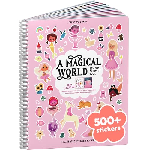 CUPKIN A Magical World 500 Sticker Book for Girls by Cupkin Toddler Airplane Activity Coloring Sticker Book Road Trip Essentials 12 Coloring Pages Scenes for Ages 28 Years - Image 1