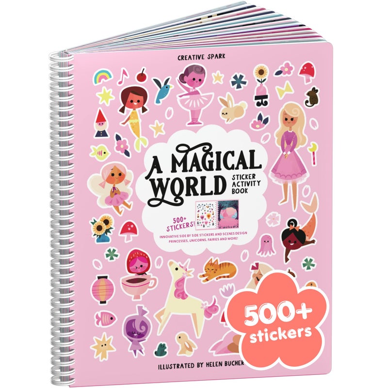 CUPKIN A Magical World 500 Sticker Book for Girls by Cupkin Toddler Airplane Activity Coloring Sticker Book Road Trip Essentials 12 Coloring Pages Scenes for Ages 28 Years - Image 2