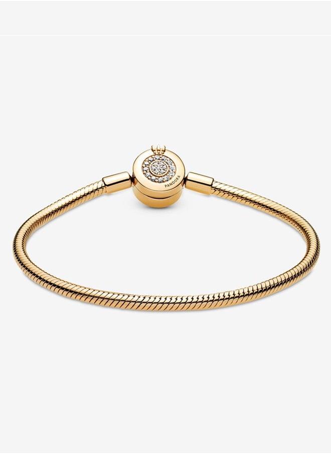 PANDORA - Pandora Women's Fashion Classic Gold Sparkling Crown Letter O Snake Bone Chain Bracelet 569046C01 - Image 1