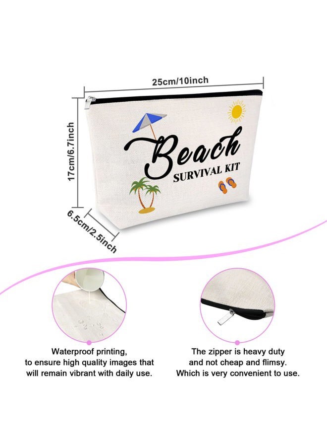 Sfodiary Beach Lover Gift Makeup Bags Beach Gift for Women Friends Funny Vacation Gift Beach Themed Gifts for Women Cosmetic Bags Birthday Christmas Graduation Gift for Sister Travel Cosmetic Pouch  - Image 2