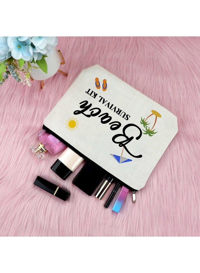 Sfodiary Beach Lover Gift Makeup Bags Beach Gift for Women Friends Funny Vacation Gift Beach Themed Gifts for Women Cosmetic Bags Birthday Christmas Graduation Gift for Sister Travel Cosmetic Pouch  - Image 4
