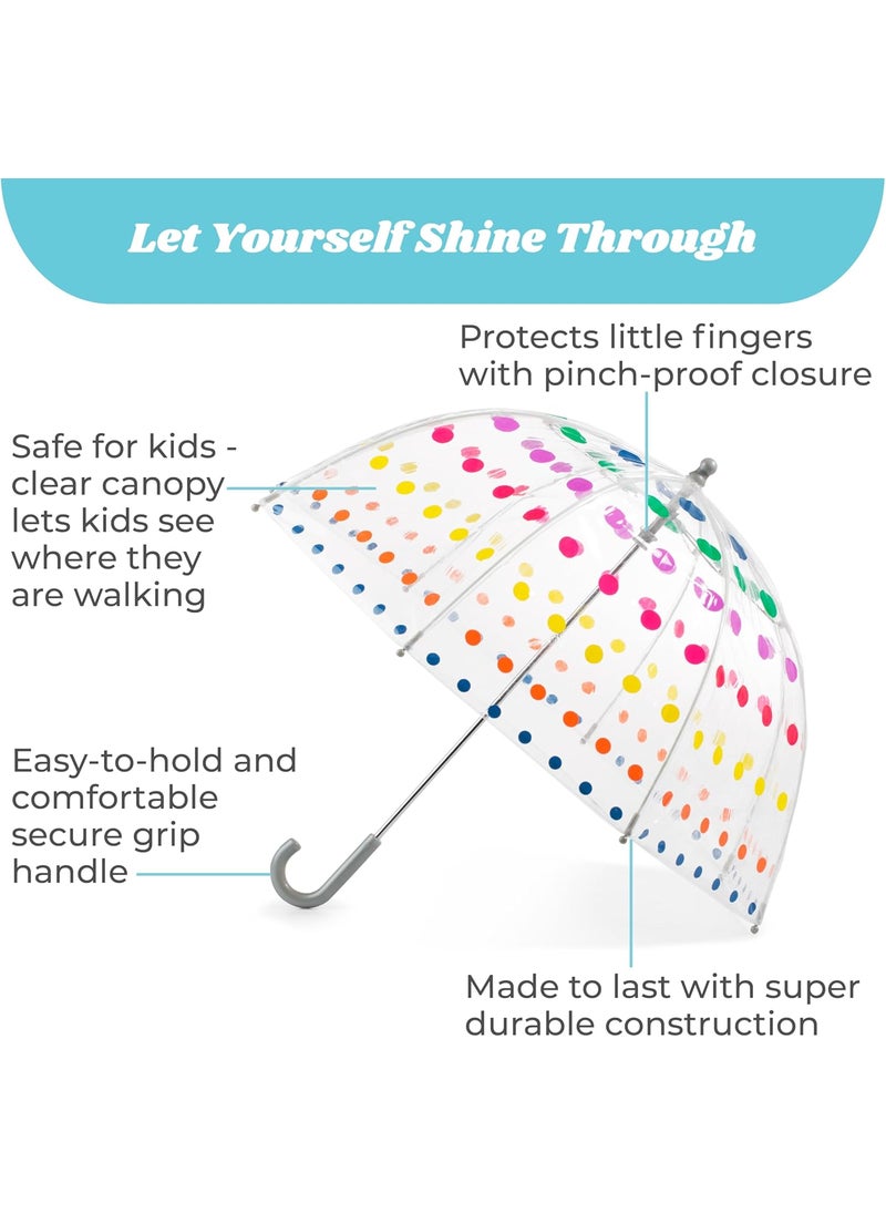 Totes - totes Kids Clear Bubble Umbrella with Dome Canopy Lightweight Design Wind and Rain Protection Umbrella Clear Kids  38 Canopy - Image 1
