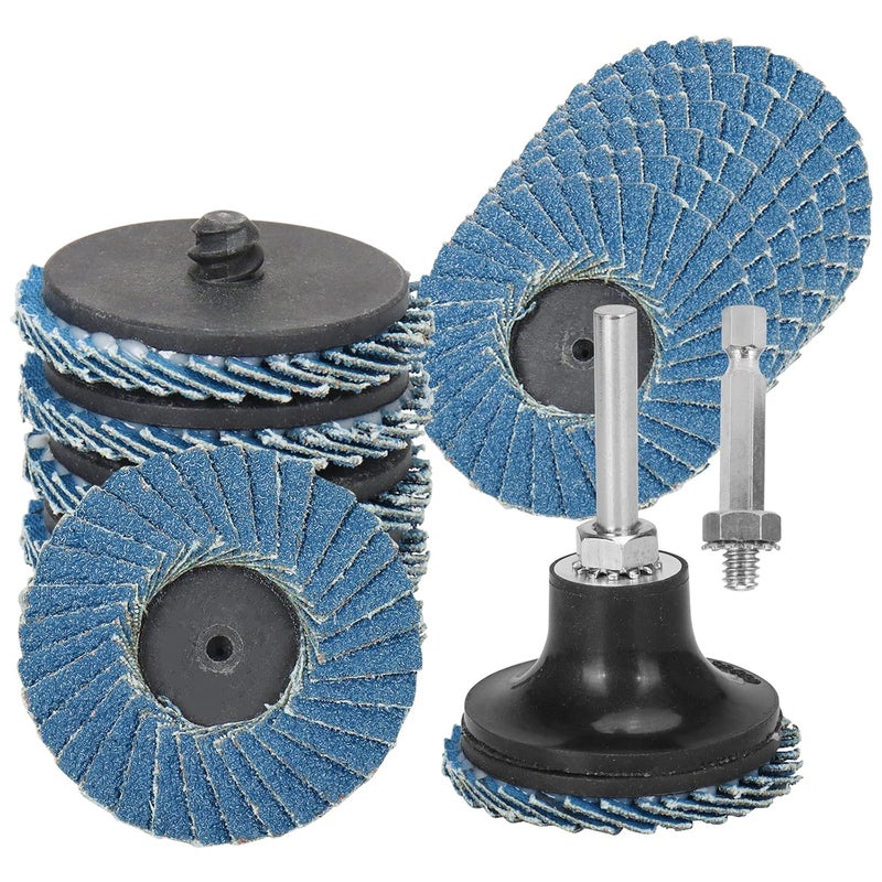 SI FANG 9Pcs 2 inch Flap Disc Zirconia Alumina Quick Change Sanding Discs Flat Roll Lock Disc with 1Pc Disc Pad Holder for Rotary Tools Die Grinder, T27 120Grit Flap Wheel Grinding Disc - Image 1