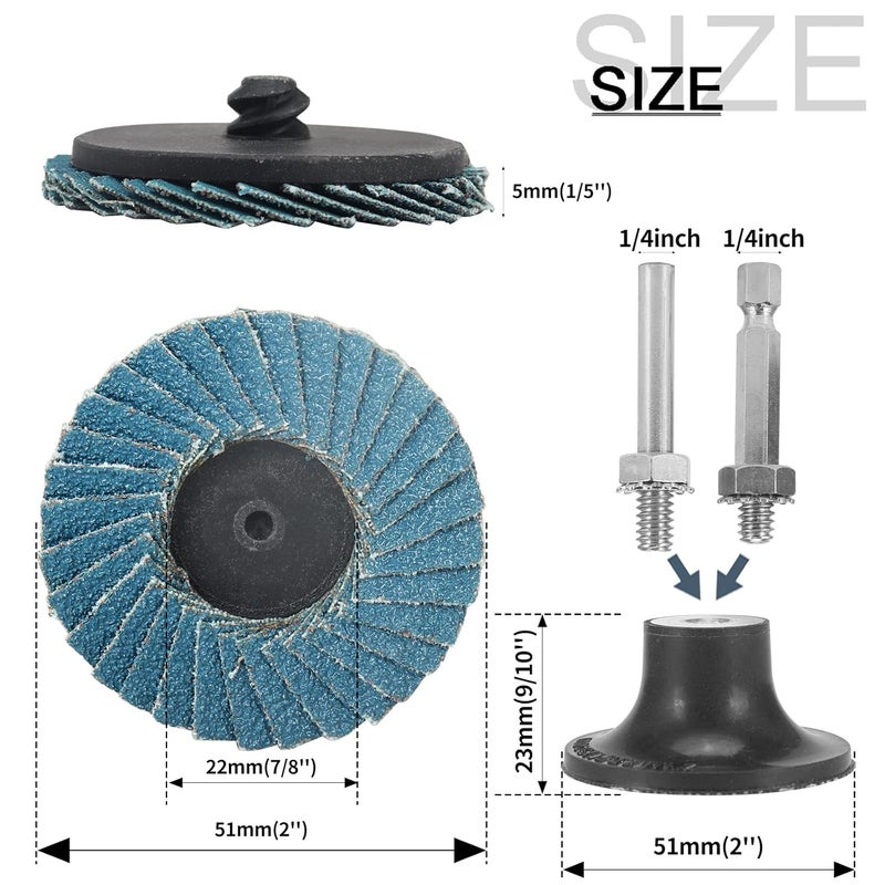 SI FANG 9Pcs 2 inch Flap Disc Zirconia Alumina Quick Change Sanding Discs Flat Roll Lock Disc with 1Pc Disc Pad Holder for Rotary Tools Die Grinder, T27 120Grit Flap Wheel Grinding Disc - Image 2