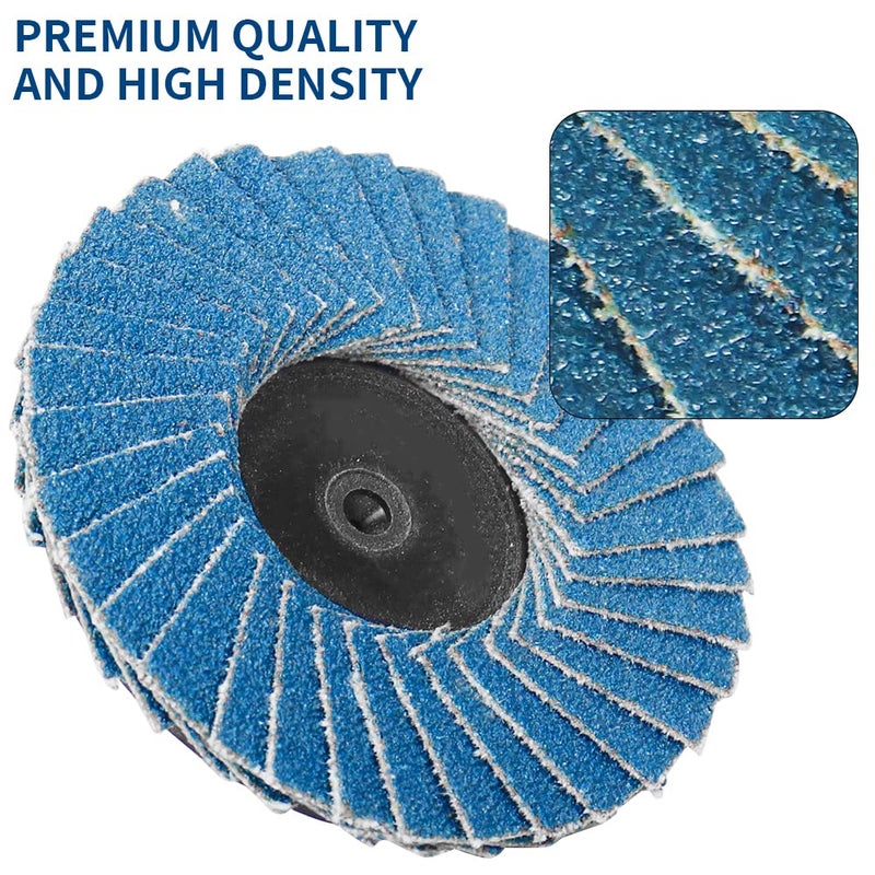SI FANG 9Pcs 2 inch Flap Disc Zirconia Alumina Quick Change Sanding Discs Flat Roll Lock Disc with 1Pc Disc Pad Holder for Rotary Tools Die Grinder, T27 120Grit Flap Wheel Grinding Disc - Image 4