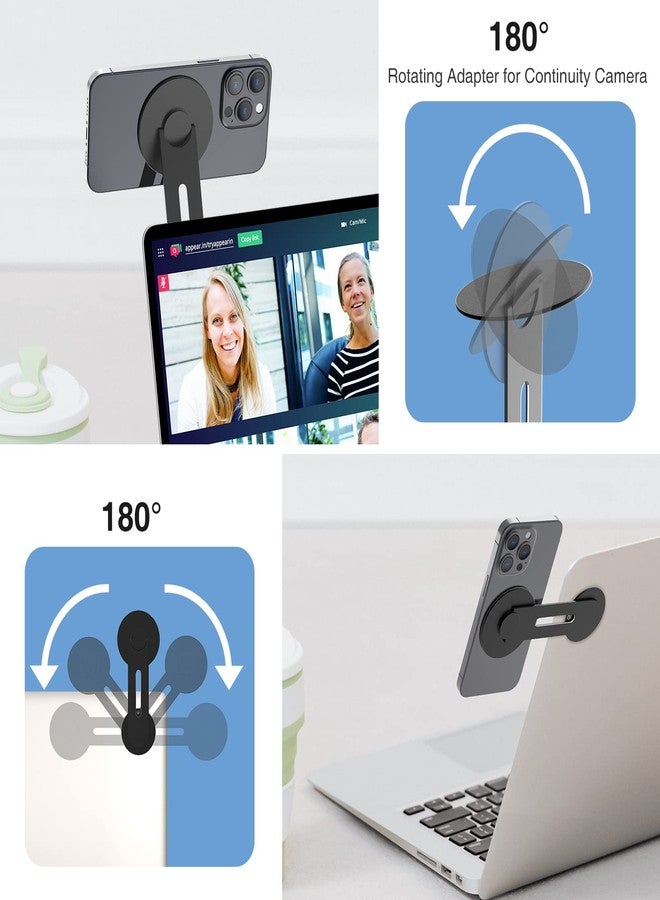 Aerbeis Continuity Magnetic Laptop Phone Holder - 180° Adjustable Continuity Camera Mount Adapter Compatible with MagSafe, MacBook Mount Computer Monitor Expansion Bracket for Smartphone - Image 4