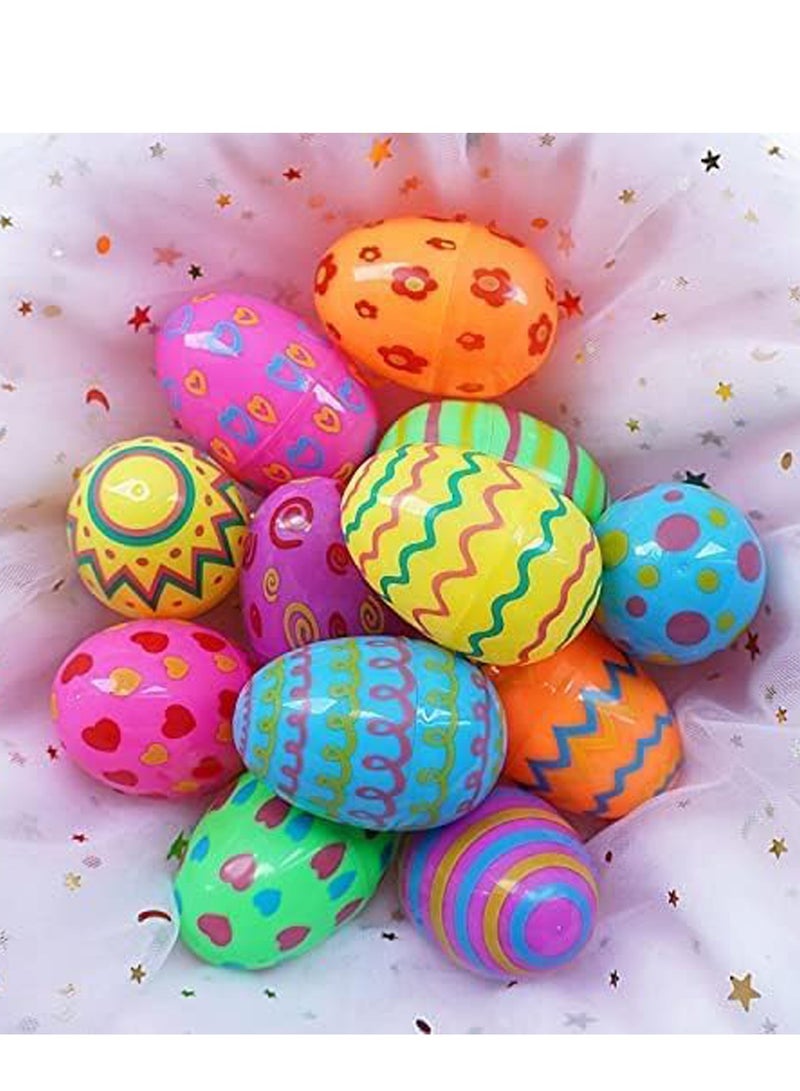 Brain Giggles Fillable Painted Plastic Eggs, Kid Party Toys For Gift Baskets Or Egg Hunt Decor (Pack of 12) - Image 1