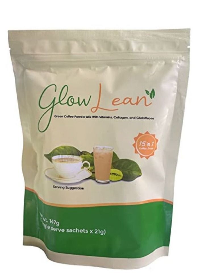 Glow Lean 15 in 1 Green Coffee Mix Powder - 7 Sachets x 21g - Image 1