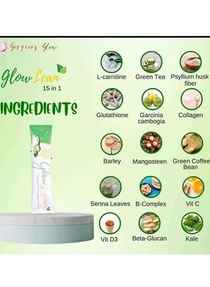 Glow Lean 15 in 1 Green Coffee Mix Powder - 7 Sachets x 21g - Image 3