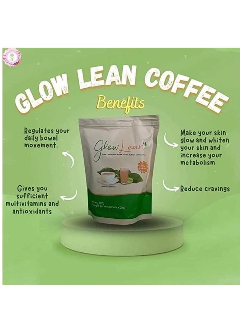 Glow Lean 15 in 1 Green Coffee Mix Powder - 7 Sachets x 21g - Image 2