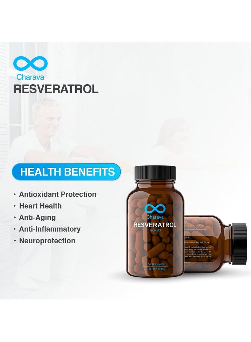Charava Resveratrol 1000mg | Antioxidant & Polyphenol Supplement | 30 Capsules | UK Based | 3rd Party Tested - Image 4