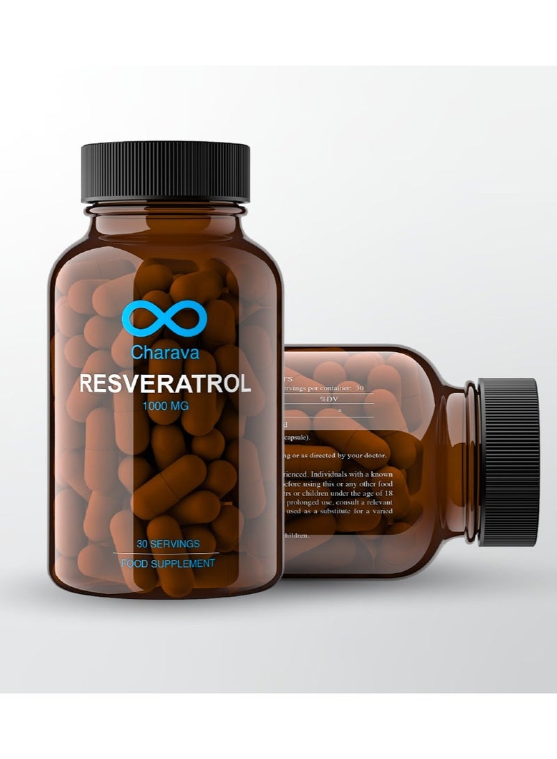 Charava Resveratrol 1000mg | Antioxidant & Polyphenol Supplement | 30 Capsules | UK Based | 3rd Party Tested - Image 3
