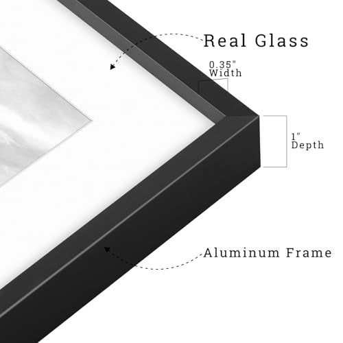 Frametory, 11x14 Metal Picture Frame with Mat for 8x10 Picture & Real Glass, Aluminum Photo Frame Collection (Black, 1 Pack) - Image 3