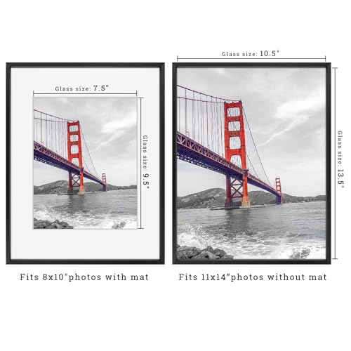 Frametory, 11x14 Metal Picture Frame with Mat for 8x10 Picture & Real Glass, Aluminum Photo Frame Collection (Black, 1 Pack) - Image 2