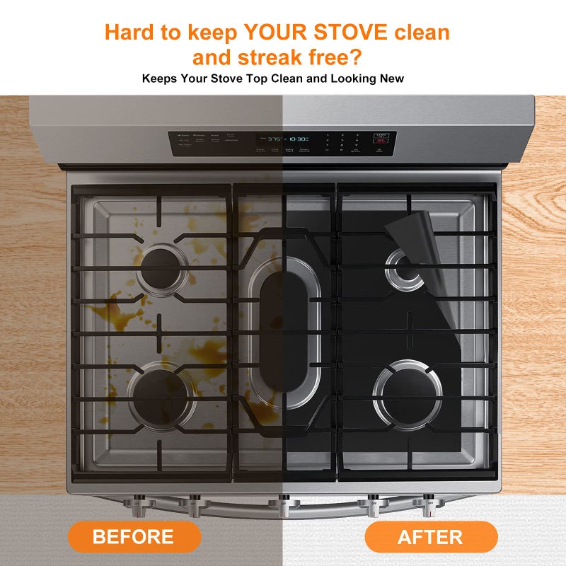 Cowbright Stove Cover, Stove Top Protectors Samsung Gas Range Reusable Gas Stove Burner Covers, Non-Stick Stove Liner Compatible Samsung Gas Stove, Washable Stove Protector Keep Stove Clean, Black - Image 3