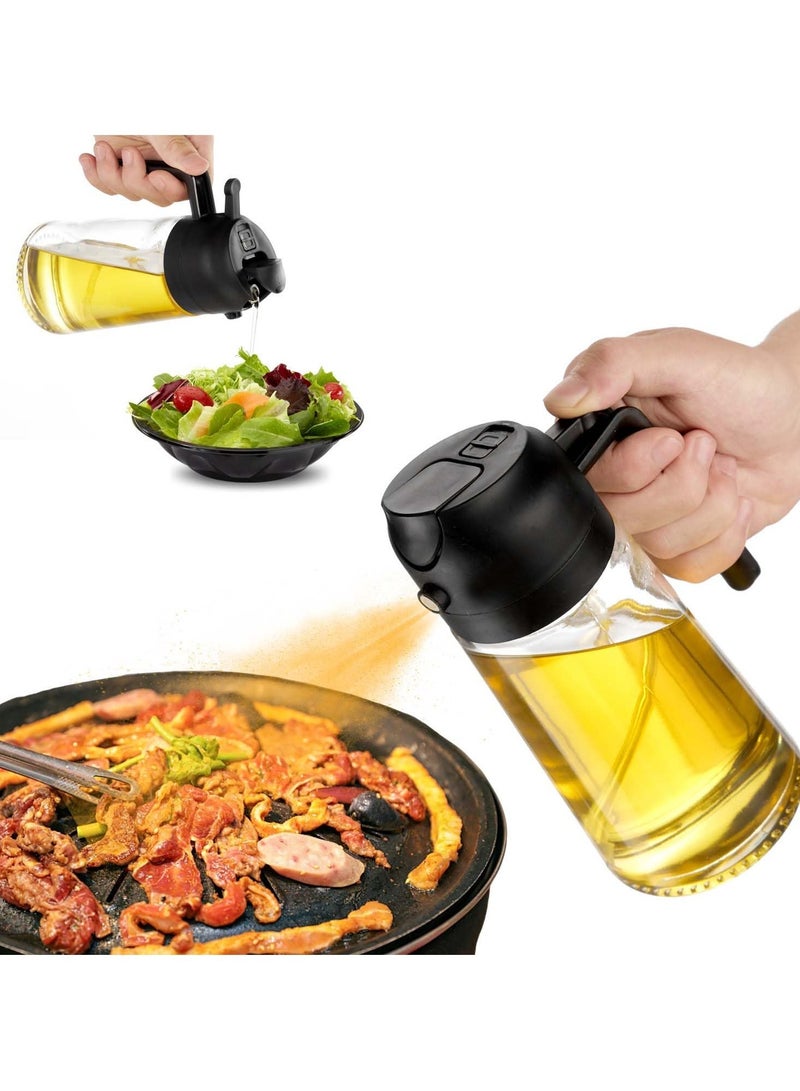 Oil Sprayer for Cooking ,2 in 1 Spray & Pour Olive Oil Dispenser ,470ml Glass Spray Oil Bottle - Image 1