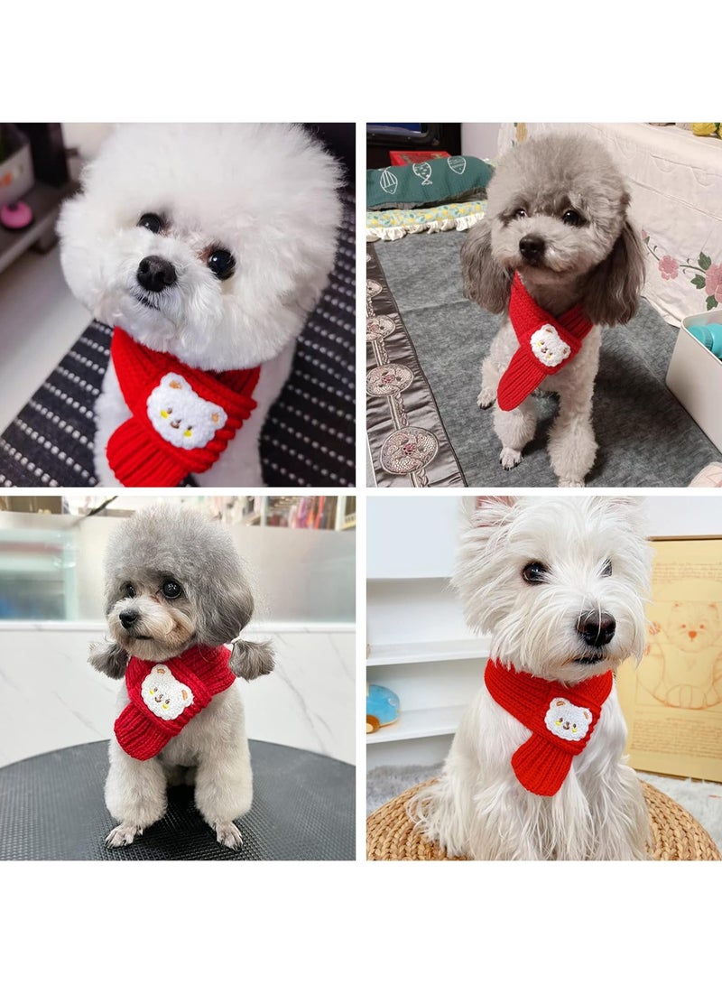 A.M Pet Scarf Warm Winter Knitted Scarf with Bear Pattern for Small Dog and Cat Decorative Neck Warmer Scarf for Small Pets Christmas New Year - Image 4