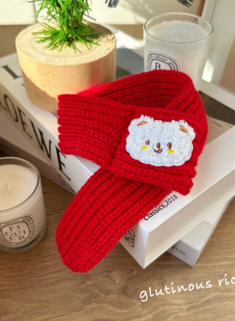 A.M Pet Scarf Warm Winter Knitted Scarf with Bear Pattern for Small Dog and Cat Decorative Neck Warmer Scarf for Small Pets Christmas New Year - Image 5