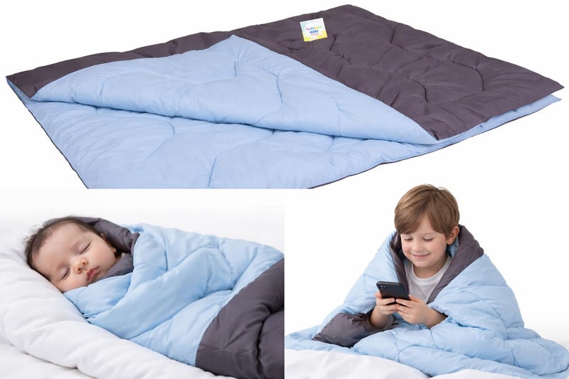 Toddylon Baby Comforter Soft Cotton Reversible Blanket for Up to 7-8 Years Kids AC Quilt for Newborn Infant Toddler Lightweight All Season Bedding Boys Girls 152x101 cm (Blue) - Image 1