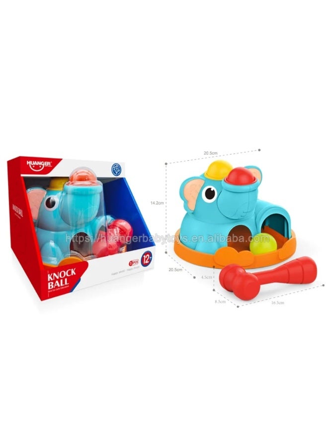 هوانجر لعبة طرق الكرات على شكل فيل للأطفال مع مطرقة – HUANGER Knock Ball - Image 2
