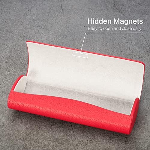 Vemiss Hard Shell Eyeglass Cases, Lightweight Portable Glasses Case for Women Men (H-red) - Image 3