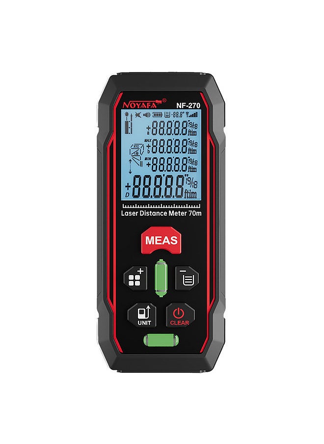 NOYAFA NF270 Laser Rangefinder 70m/229ft Digital Laser Distance Meter M/ft/in/ft+in Range Finder with Dual Level Bubbles LCD Backlight Display Measure Distance Area Volume  - Image 2