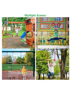Joyelink Ninja Warrior Obstacle Course, 49FT Ninja Slackline with Monkey Bars, Ladder, Climbing Rope, Gym Rings, Swing, Monkey Fist for Backyard Training Equipment  - Image 3